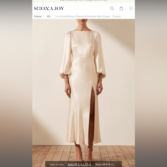 Shona Joy La Lune Balloon Sleeve Backless Midi Dress - Cream - Picture 1 of 3